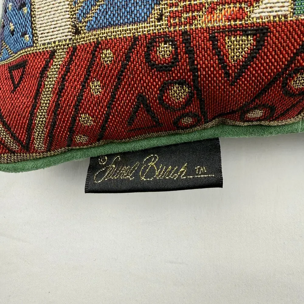 Vintage Laurel Burch Christmas Tree Tapestry Pillow Holiday Folk Art 18x18 90s